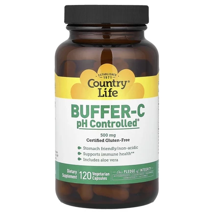 Country Life, Buffer-C pH Controlled, 500 мг, 120 вегетарианских капсул