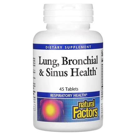 Natural Factors, Здоровье дыхательных путей (Lung, Bronchial & Sinus Health), 45 таблеток