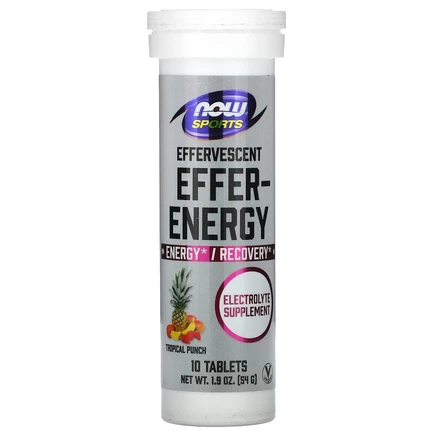 NOW Foods, Sports, Effer-Energy, тропический пунш, 10 таблеток, 54 г (1,9 унции)