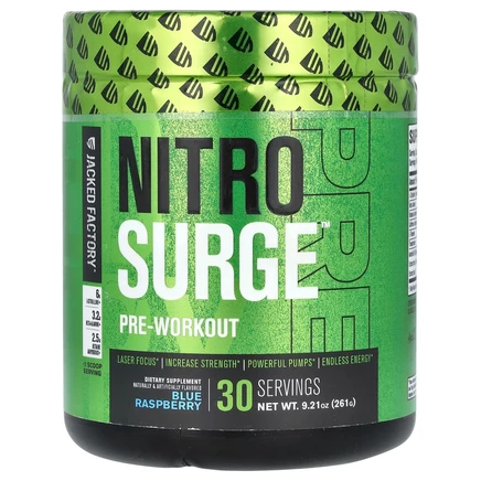 Jacked Factory, Nitro Surge, перед тренировкой, голубая малина, 261 г (9,21 унции)
