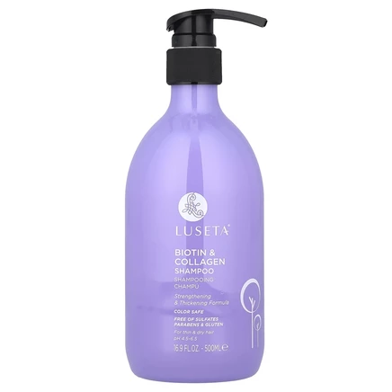 Luseta Beauty, Шампунь с биотином и коллагеном, для тонких и сухих волос, 500 мл (16,9 жидк. Унции)