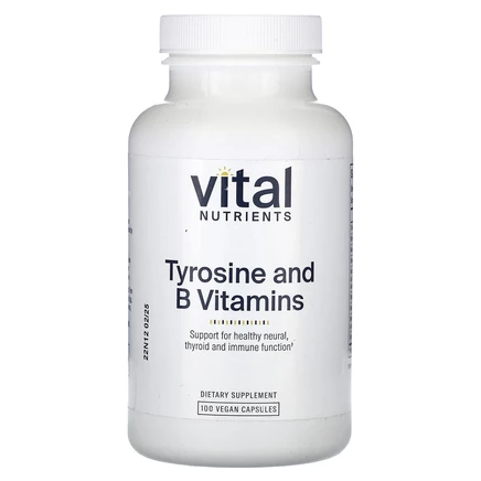 Vital Nutrients, тирозин и витамины группы B, 100 растительных капсул