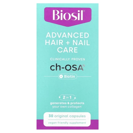 Biosil, улучшенный уход за волосами и ногтями, с биотином, 30 оригинальных капсул