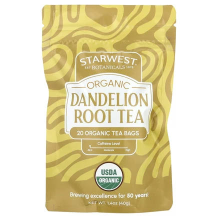 Starwest Botanicals, Органический чай из корня одуванчика, 20 чайных пакетиков, 40 г (1,4 унции)