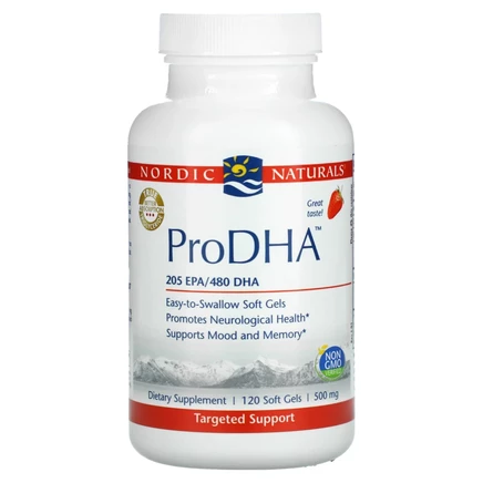 Nordic Naturals, проДГК, клубника, 500 мг, 120 капсул (250 мг в 1 капсуле)