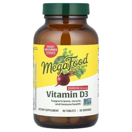 MegaFood, витамин D3, 2000 МЕ, 90 таблеток