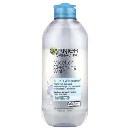 Garnier, SkinActive, мицеллярная очищающая вода, средство для снятия макияжа (в том числе водостойкой туши) «все в 1», для всех типов кожи, 400 мл