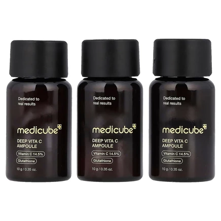 Medicube, Deep Vita C Ampoule, сыворотка с витамином C, 3 флакона по 10 г (0,35 унции)