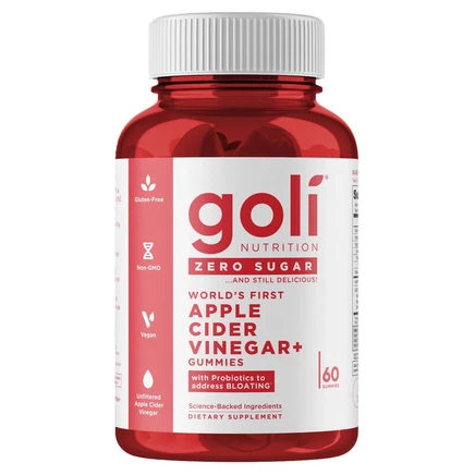 Goli Nutrition, Первый в мире яблочный уксус с жевательными мармеладками, без сахара, 60 жевательных мармеладок