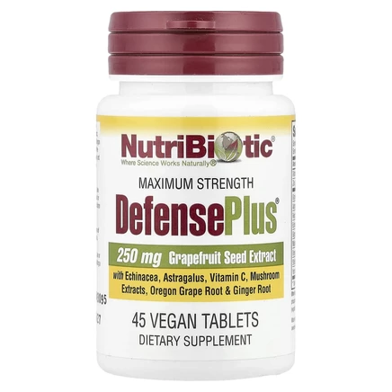 NutriBiotic, DefensePlus, максимальная сила, 45 веганских таблеток