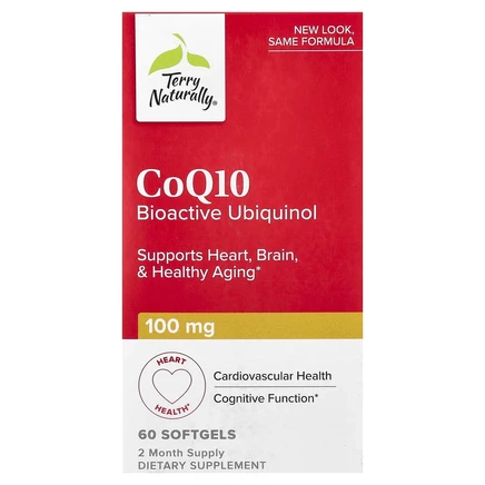 Terry Naturally, CoQ10, биоактивный убихинол, 100 мг, 60 мягких таблеток
