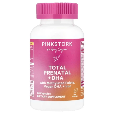 Pink Stork, Total Prenatal + DHA, мята, 60 капсул