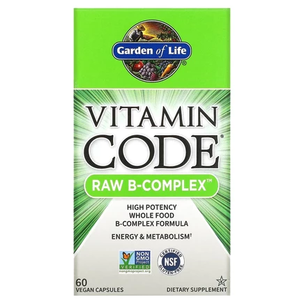 Garden of Life, Vitamin Code, Raw B-Complex, комплекс витаминов группы В, 60 веганских капсул
