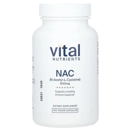 Vital Nutrients, NAC, 600 мг, 100 веганских капсул