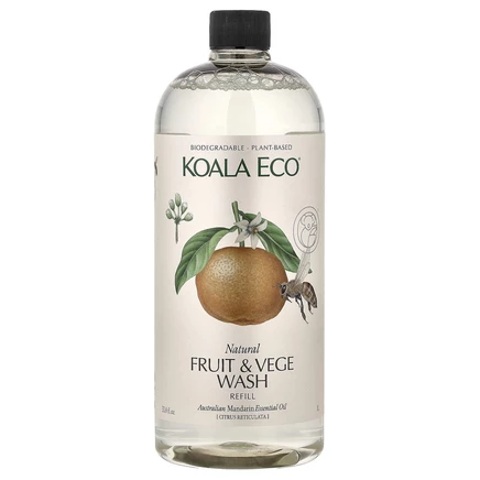 Koala Eco, натуральный гель для душа из фруктов и овощей, запасной блок, с эфирным маслом австралийского мандарина, 1 л (33,8 жидк. унции)