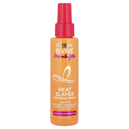 L'Oréal, Elvive, Dream Lengths, Heat Slayer, спрей перед утюгом, для длинных, выпрямленных волос, 130 мл (4,4 жидк. Унции)