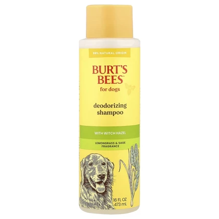 Burt's Bees, дезодорирующий шампунь с гамамелисом, для собак, лемонграсс и шалфей, 473 мл (16 жидк. унций)
