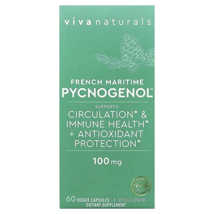 Viva Naturals, French-Maritime Pycnogenol`` 60 растительных капсул