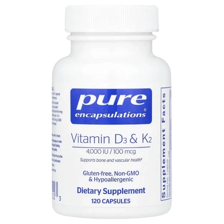 Pure Encapsulations, Витамины D3 и K2, 120 капсул