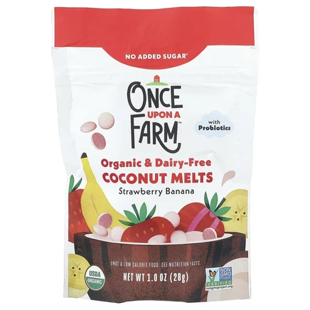 Once Upon A Farm, Organic Coconut Melts, для малышей, клубника и банан, 28 г (1 унция)