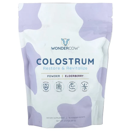 Wondercow, Молозиво в порошке, бузина, 30 пакетиков по 2,4 г (0,08 унции)