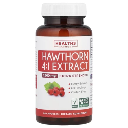 Healths Harmony, Экстракт боярышника 4: 1, 2660 мг, 60 капсул