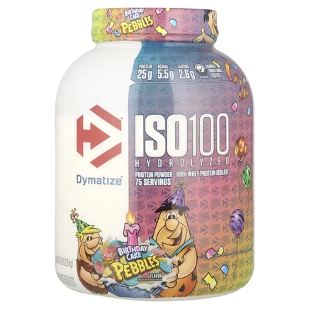 Dymatize, ISO100, гидролизованный 100%-ный изолят сывороточного протеина, со вкусом праздничного торта, 2,3 кг (5 фунтов)