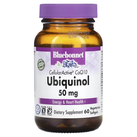 Bluebonnet Nutrition, CellularActive CoQ10, убихинол, 50 мг, 60 вегетарианских капсул