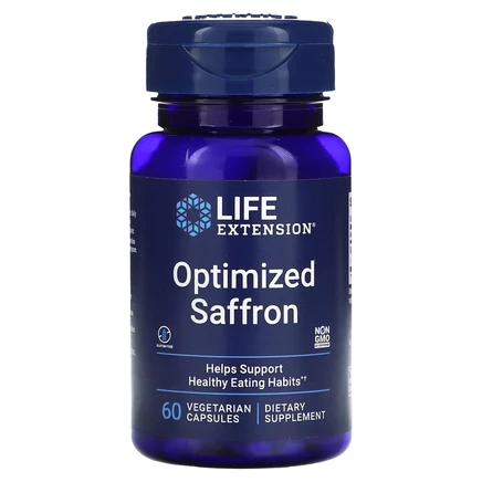 Life Extension, оптимизированный шафран, 60 вегетарианских капсул
