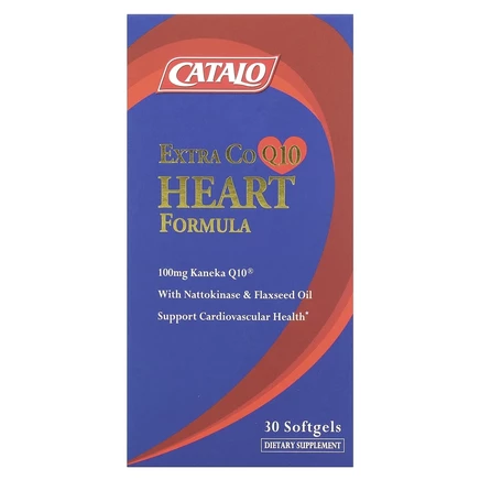 Catalo Naturals, Формула для сердца с экстрактом коэнзима Q10 с наттокиназой и льняным маслом, 30 мягких таблеток