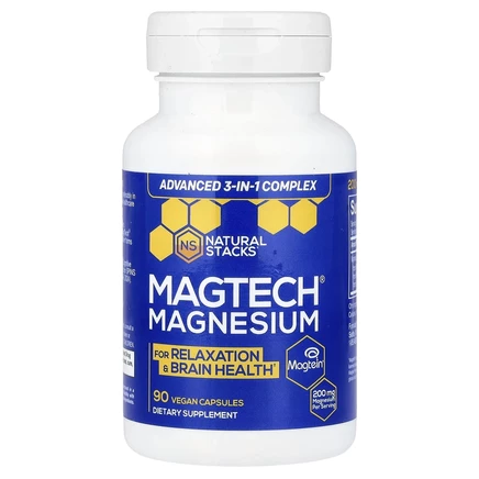 Natural Stacks, MagTech, комплекс магния, 90 растительных капсул