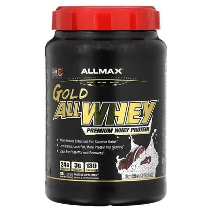 ALLMAX, GOLD ALLWHEY®, сывороточный протеин премиального качества, печенье и сливки, 907 г (32 унции)