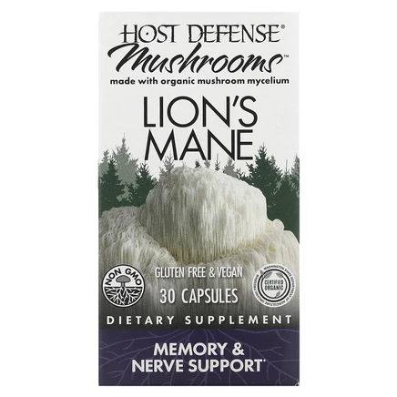 Host Defense Mushrooms, ежовик гребенчатый, 30 капсул