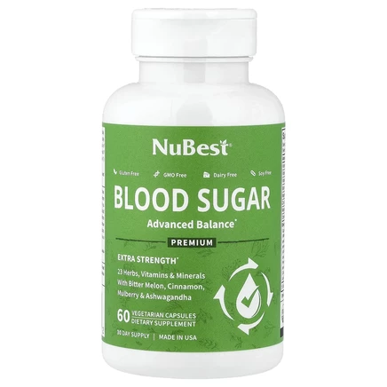 NuBest, Blood Sugar, Extra Strength, 60 вегетарианских капсул