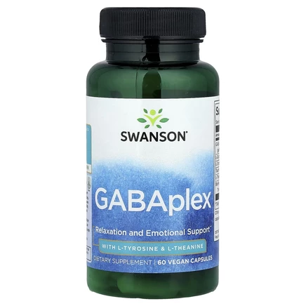 Swanson, GABAplex с L-тирозином и L-теанином, 60 растительных капсул