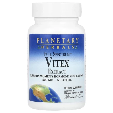 Planetary Herbals, Полный спектр, экстракт витекса, 500 мг, 60 таблеток