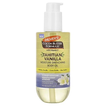 Palmer's, Cocoa Butter Formula® с витамином Е, увлажняющее масло для тела, таитянская ваниль, 192 мл (6,5 жидк. унции)