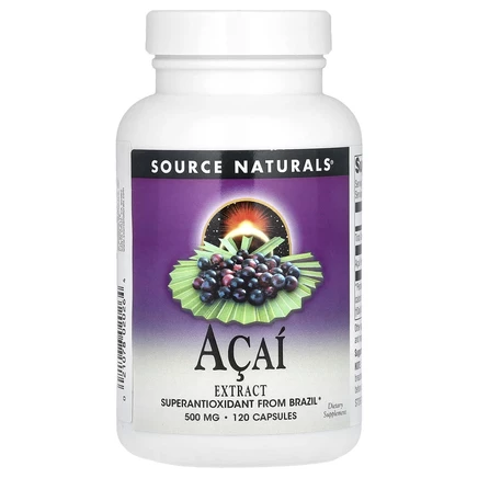 Source Naturals, экстракт асаи, 500 мг, 120 капсул