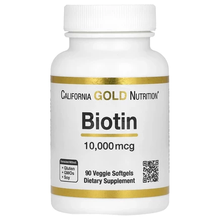 California Gold Nutrition, биотин, 10 000 мкг, 90 вегетарианских капсул
