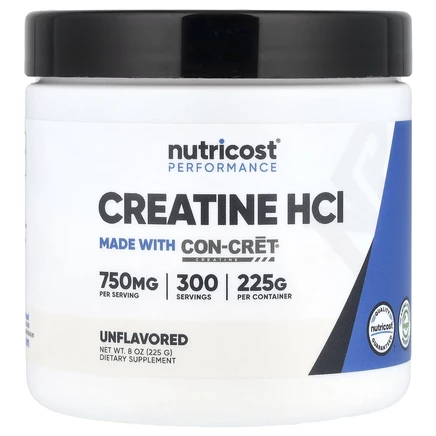 Nutricost, креатин гидрохлорид, без добавок, 225 г (8 унций)