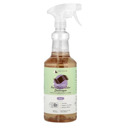 Kin+Kind, Pee + Stain + Odor Destroyer, ткань + ковер, с цветочным рисунком, 354 мл (32 жидк. Унции)