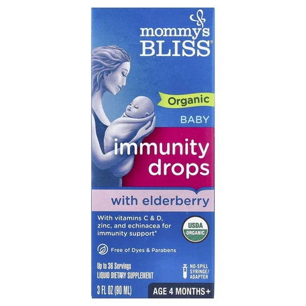 Mommy's Bliss, Органические капли бузины для младенцев, возраст от 4 месяцев, 3 жидких унции (90 мл)