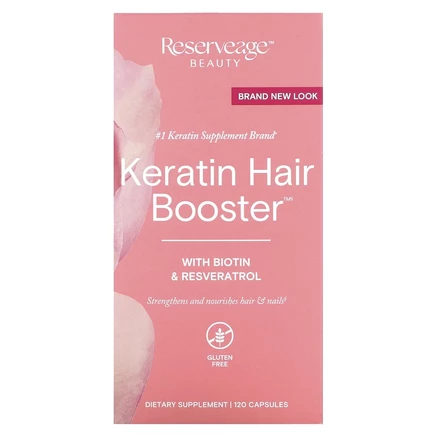 Reserveage Beauty, Кератиновый усилитель для волос с биотином и ресвератролом, 120 капсул