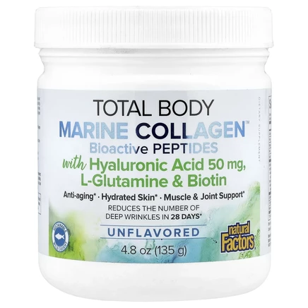 Natural Factors, Total Body Marine Collagen, биоактивные пептиды, без добавок, 135 г (4,8 унции)