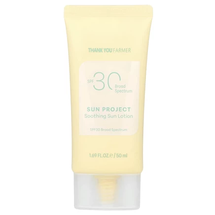 Thank You Farmer, Sun Project, успокаивающий лосьон для загара, SPF 30, 50 мл (1,69 жидк. Унции)