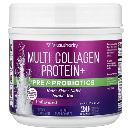 Коллаген Vitauthority Multi Collagen Protein+, 408 г