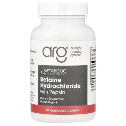 Metabolic Maintenance, бетаина гидрохлорид с пепсином, 100 капсул