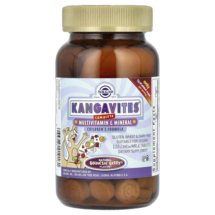 Solgar, Kangavites, полноценный детский комплекс с витаминами и минералами, со вкусом ягод Bouncin', 120 жевательных таблеток
