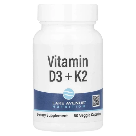 Lake Avenue Nutrition, витамины D3 и К2, 60 растительных капсул