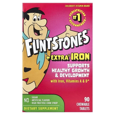 Flintstones, Мультивитамины для детей, с дополнительным содержанием железа, 90 жевательных таблеток